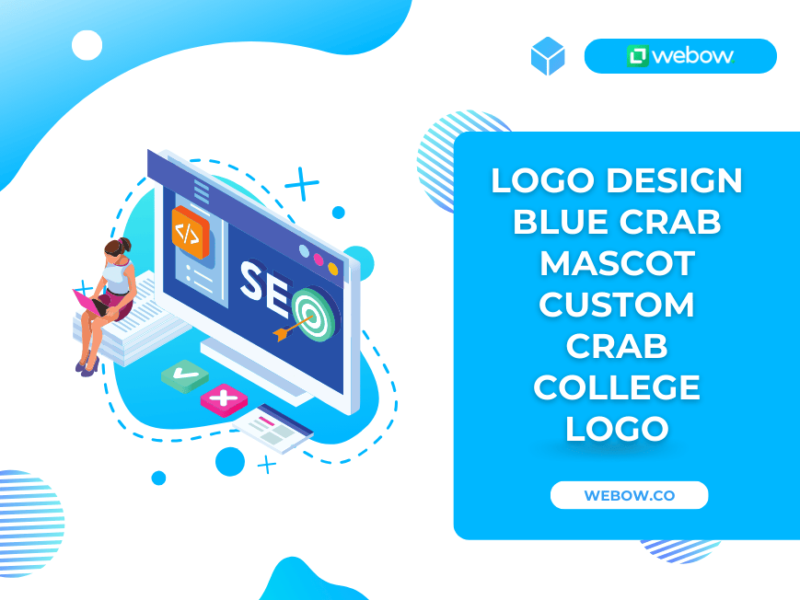 logo design blue crab mascot custom crab college logo